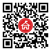 A qr code with a house logo  Description automatically generated